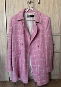 Jesienny płaszcz Zara różowy w krate S