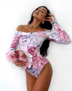 Body hiszpanka różowe i fioletowe botanic kwiaty floral La Milla L