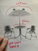 Zestaw mebli do zabawy ogrodowych dla dzieci parasol stolik 2 krzesła Żaba