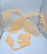 Zestaw Liście w Sześciokącie – Dekoracja 2D na Ścianę