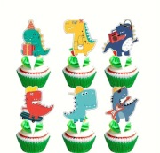 Topper piker na tort urodzinowy dinozaur 6 szt