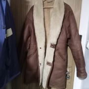 kożuch meski bardzo ciepły prawdziwa  naturalna skóra vintage z lat 90  