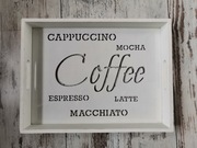 Taca biała, stylowa, ze szkłem