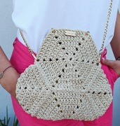 Torba ze sznurka bawełnianego beżowa ze złotą nitką 