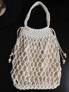 Siatka torebka ecru makrama boho rękodzieło duża
