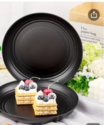 FLAT PLATE ZESTAW 12 TALERZY OBIADOWYCH  CZARNE 25 CM ŚREDNICA 