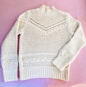 Mango ażurowy kremowy sweterek rozm. S