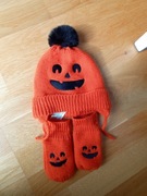Primark zestaw 2-4 lata rękawiczki z czapka dynie Halloween 