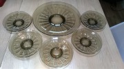 Szkło prasowane art deco PRL -u LATA 70 te patera talerzyki ciasta Vintage