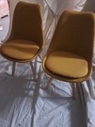 Kaplet dwóch krzesel miodowo musztardowe