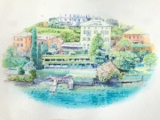 Villa Oleandra - Laglio 21 x 30 cm Akwarela 