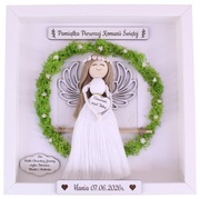Pamiątka Pierwszej Komunii Świętej Ramka 3D Anioł Stróż Rękodzieło Prezent