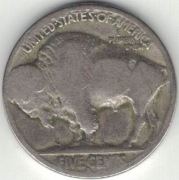 USA 5 centów 1913-1938 D Bizon Indianin nieczytelna data nr 6