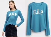 GAP bluzka | koszulka longsleeve | srebrne logo | nowa | L