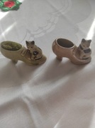 Porcelanowy pantofelek z kotkiem igielnik