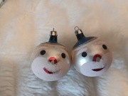 Bombki choinkowe szklane stare PRL handmade ręcznie zdobione 2 szt 