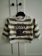 Nowy sweter dla dziecka w paski zielono-beżowy roz.80-86 , 12-18 miesięcy
