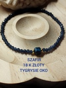 Bransoletka z kamieni naturalnych Szafir, Tygrysie Oko 
