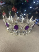 Korona tiara diadema mała srebrna z kryształkami