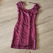 Różowa mieniąca sukienka cekiny Barbie Sylwestet XS