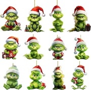 12 szt. bożonarodzeniowych dekoracji Grinch na choinkę akrylowy 