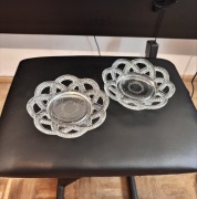 Zestaw 2 szklanych talerzyków dekoracyjnych vintage