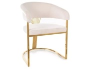 Trzy Krzesła Tapicerowane Crown BLUVEL 22 Jasny Beż Złoty Stelaż Nowe!