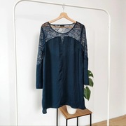 Sukienka Vila 40 L granatowa koronkowa koronka elegancka niebieska