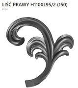 Element kuty: liść prawy H110XL95/2 ze stali czarnej