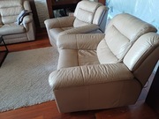 Dwa fotele skórzane rozkładane, kanapa