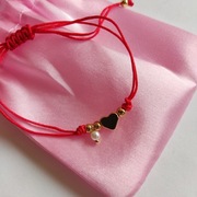 Bransoletka sznurkowa regulowana serce perełka czerwony sznurek jubilerski 