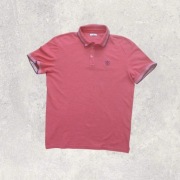 Tom Tailor koszulka polo męska różowa z granatowymi lamówkami L