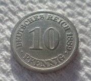 Niemcy Wilhelm II Hohenzollern 10 pfennig fenigów 1889 A Berlin Prusy KM# 4