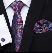 Elegancki zestaw męski prezent święta krawat spinki poszetka
