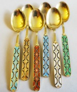 srebro 925 - emaliowane łyżeczki - Znakomity jubiler Einar Modahl, Oslo