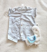 Rompers H&M 62 rampers pajacyk bawełna morski łódki morze kombinezon