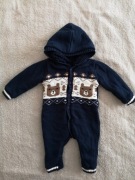 Ocieplany bawełniany pajacyk pajac kombinezon w misie 68 - 74 jak nowy