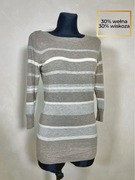 Marks & Spencer cienki sweter sweterek w paski brązowy damski m 38 casual