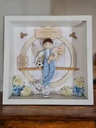 Prezent Personalizowana ramka komunijna 27x27 – rękodzieło, Anioł Stróż