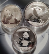 Panda-2015,2016,2017- 10 YUAN JUAN. Chiny Srebro