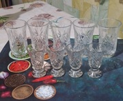 Zestaw kryształowych kieliszków I szklanek PRL