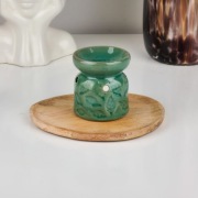 Ceramiczny Kominek Zapachowy | Jasna zieleń | Motyw liści