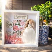 Ramka pamiątka Pierwszej Komunii Świętej rękodzieło makrama prezent 3D