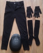 Kask + bryczesy + getry + rękawiczki - zestaw odzieży (10-12 lat)