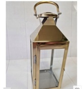 LATARNIA ZŁOTA METALOWA LAMPION DEKORACYJNY OZDOBA ZEWNĘTRZNA I WEWNĘTRZNA