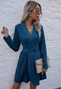 SUKIENKA KOKTAJLOWA NIEBIESKA MINI 36 s rękaw