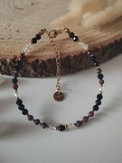 Bransoletka talizman  19 cm czarny turmalin rubin 