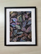 Obraz akwarela ręcznie malowany Liście glamour A3 nowy 