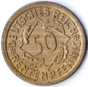 NIEMCY 50 rentenpfennig 1924 A , KM# 34, XF