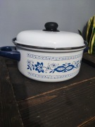 Garnek emaliowany wzór cebulowy